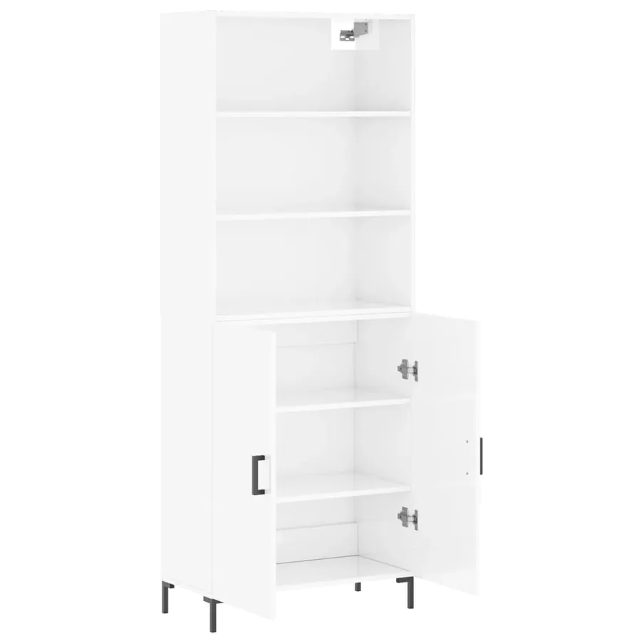 Buffet haut Blanc brillant 69,5x34x180 cm Bois d'ingénierie - 4