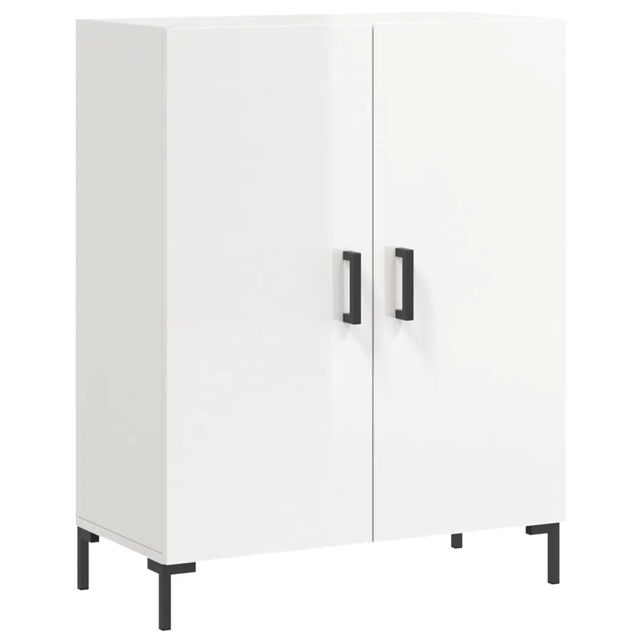Buffet haut Blanc brillant 69,5x34x180 cm Bois d'ingénierie - 7