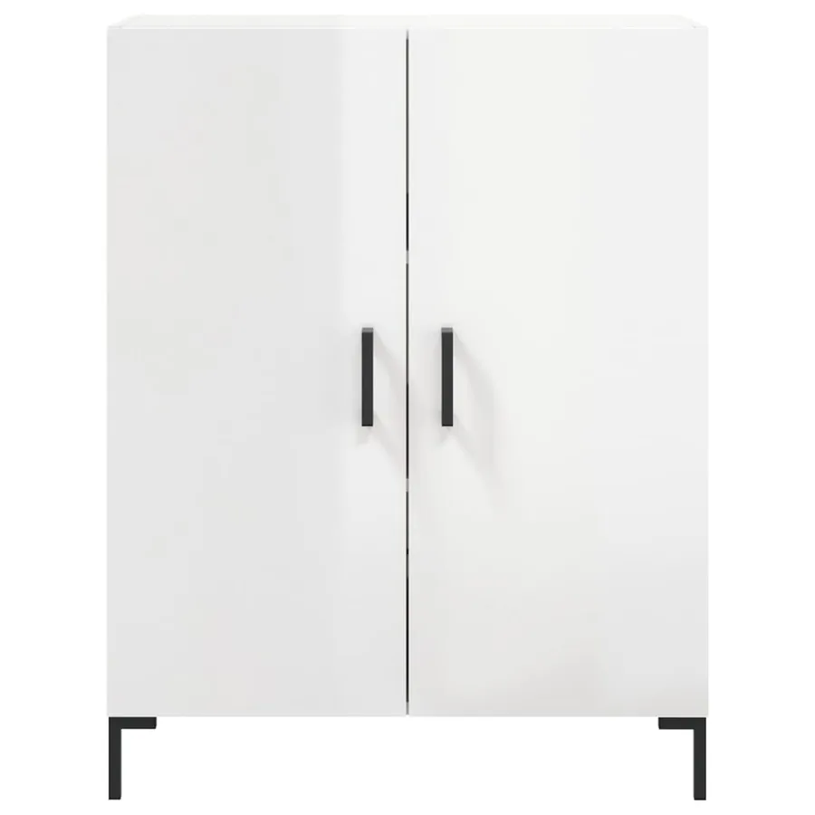 Buffet haut Blanc brillant 69,5x34x180 cm Bois d'ingénierie - 8