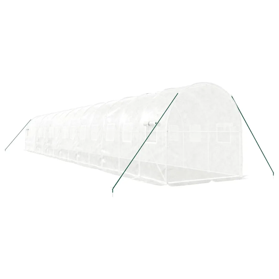 Serre avec cadre en acier blanc 28 m² 14x2x2 m - 6