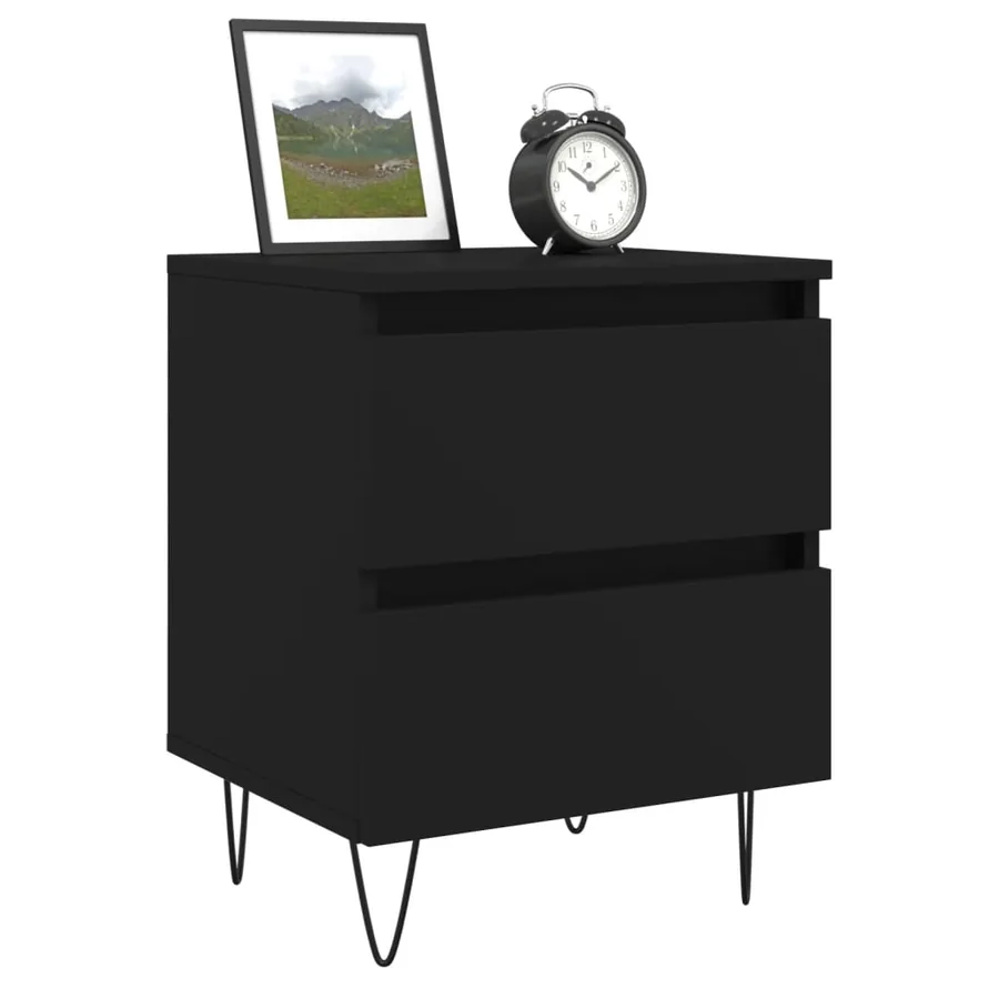 Table de chevet Noir 40x35x50 cm Bois d’ingénierie - 3