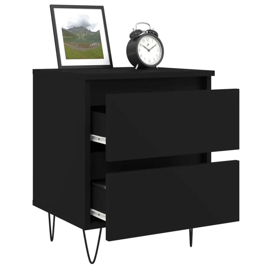 Table de chevet Noir 40x35x50 cm Bois d’ingénierie - 4