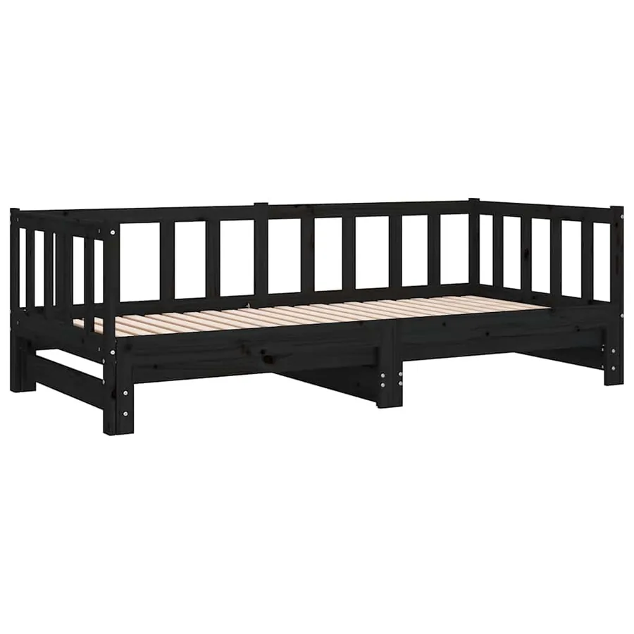 Lit coulissant sans matelas noir 2x(90x190) cm - 3