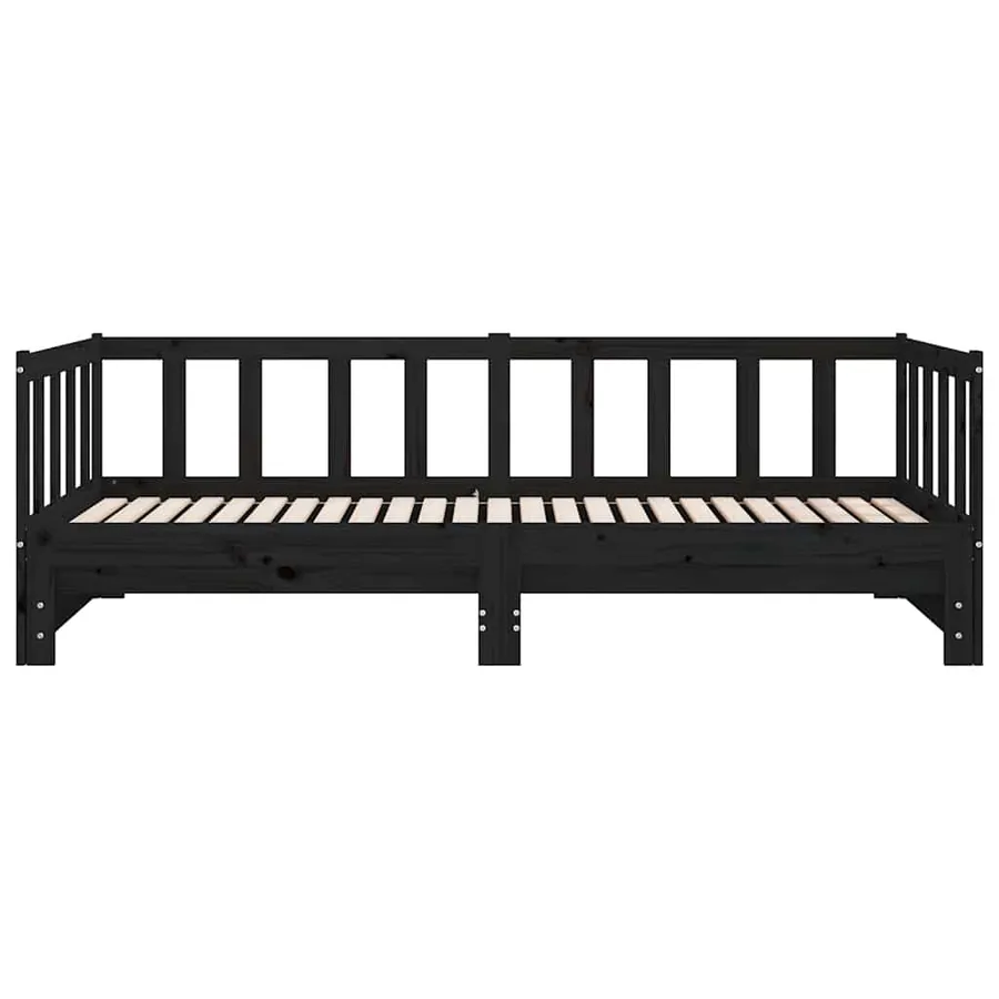 Lit coulissant sans matelas noir 2x(90x190) cm - 6