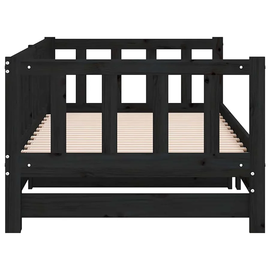Lit coulissant sans matelas noir 2x(90x190) cm - 7
