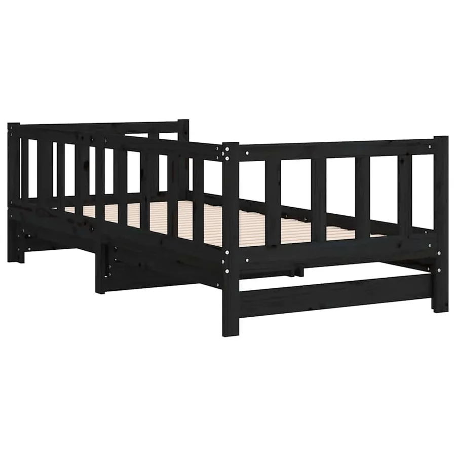 Lit coulissant sans matelas noir 2x(90x190) cm - 8