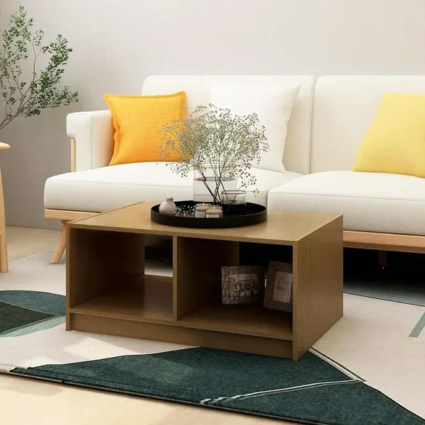 Table basse marron miel 75x50x33,5 cm bois de pin massif