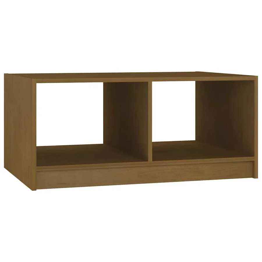 Table basse marron miel 75x50x33,5 cm bois de pin massif - 2