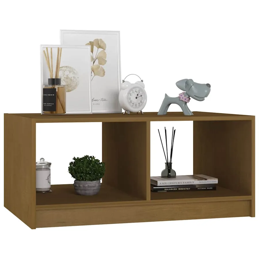 Table basse marron miel 75x50x33,5 cm bois de pin massif - 4