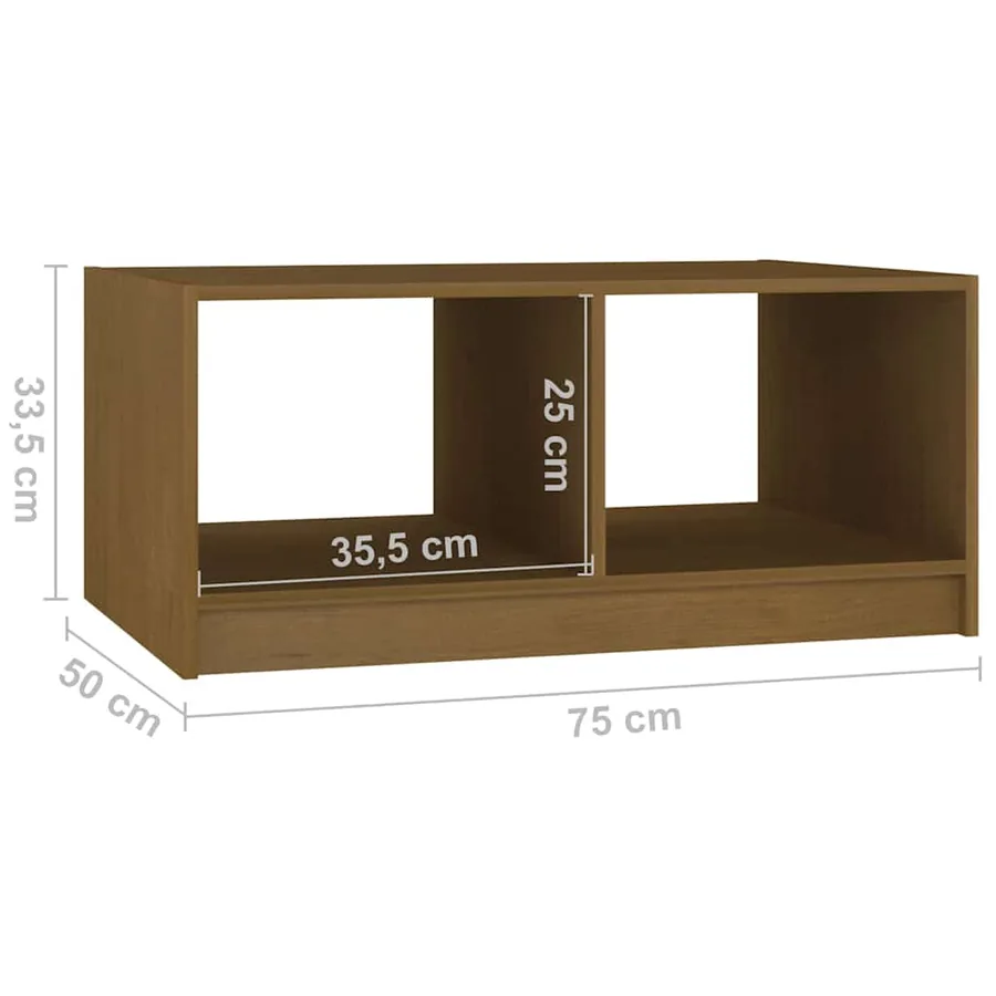 Table basse marron miel 75x50x33,5 cm bois de pin massif - 8