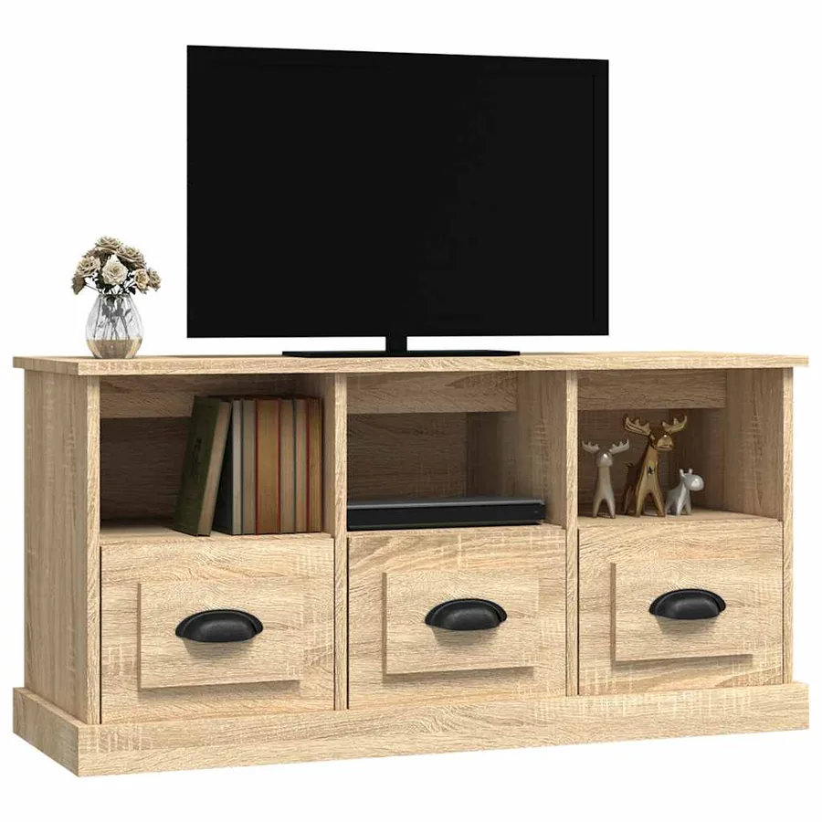 Meuble TV chêne sonoma 100x35x50 cm bois d'ingénierie - 4