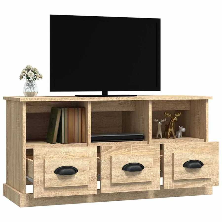 Meuble TV chêne sonoma 100x35x50 cm bois d'ingénierie - 5
