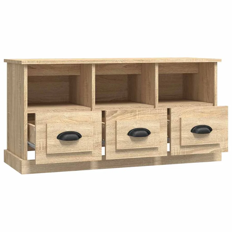 Meuble TV chêne sonoma 100x35x50 cm bois d'ingénierie - 7