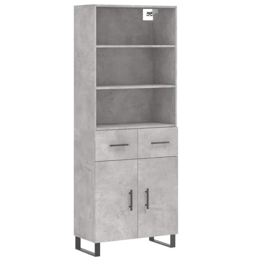 Buffet haut Gris béton 69,5x34x180 cm Bois d'ingénierie - 2