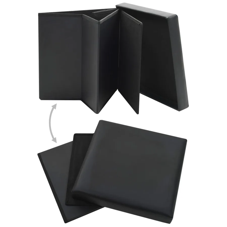Tabourets de rangement pliables lot de 2 noir similicuir - 3