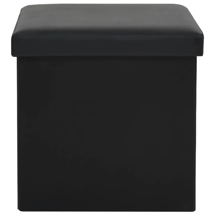 Tabourets de rangement pliables lot de 2 noir similicuir - 5