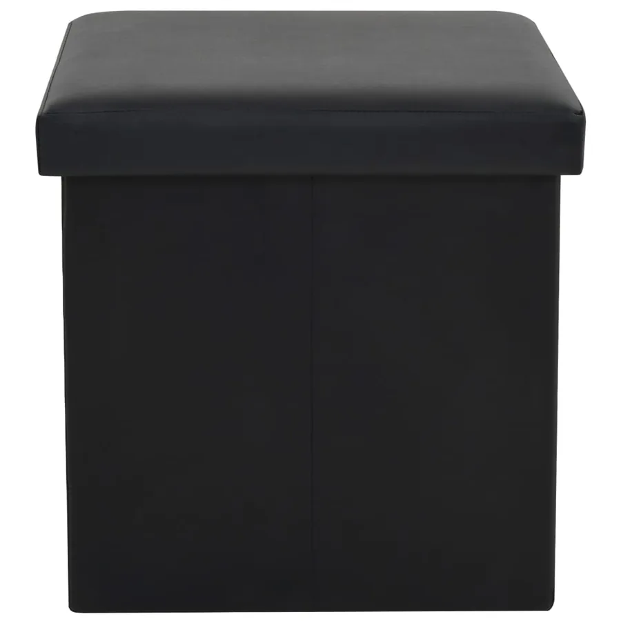 Tabourets de rangement pliables lot de 2 noir similicuir - 6
