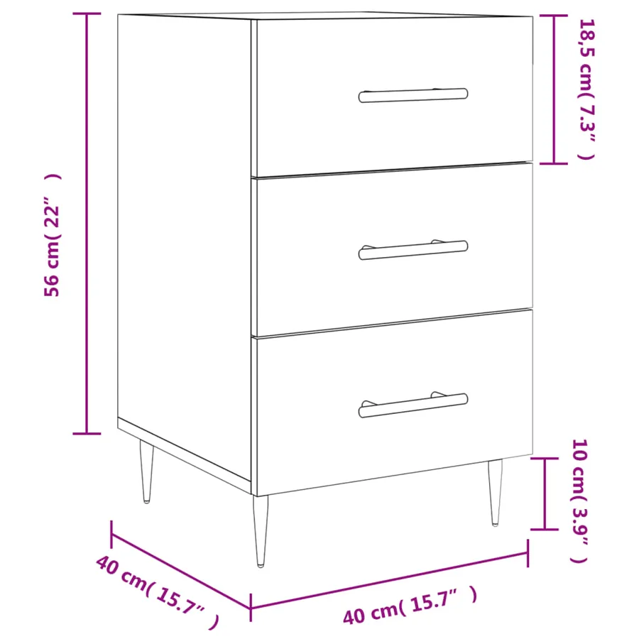 Table de chevet gris béton 40x40x66 cm bois d'ingénierie - 12