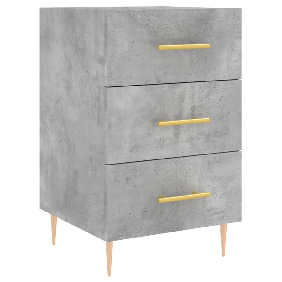 Table de chevet gris béton 40x40x66 cm bois d'ingénierie - 2
