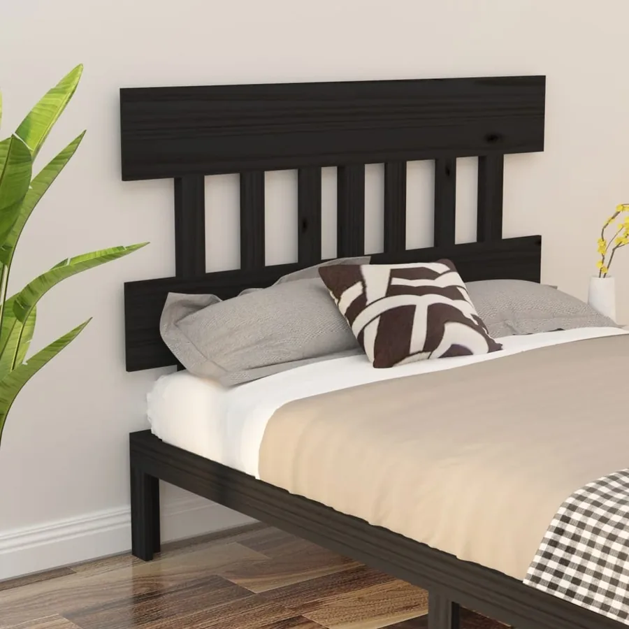 Tête de lit Noir 123,5x3x81 cm Bois massif de pin - 4