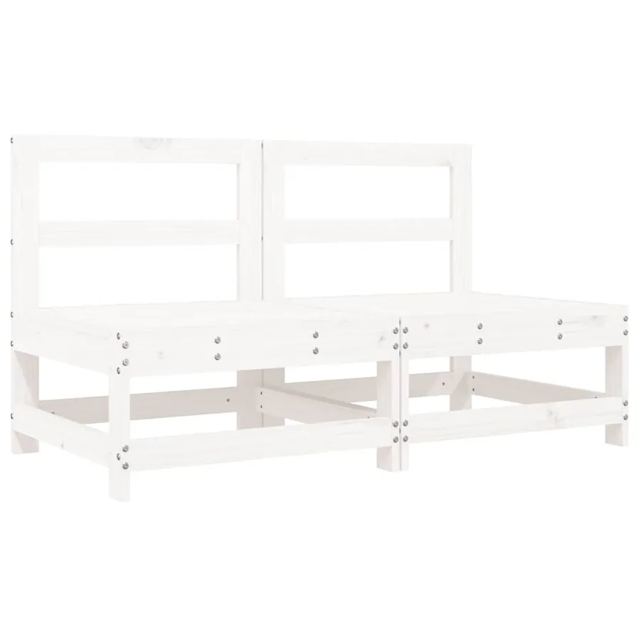 Canapés centraux avec coussins 2 pcs blanc bois de pin massif - 3