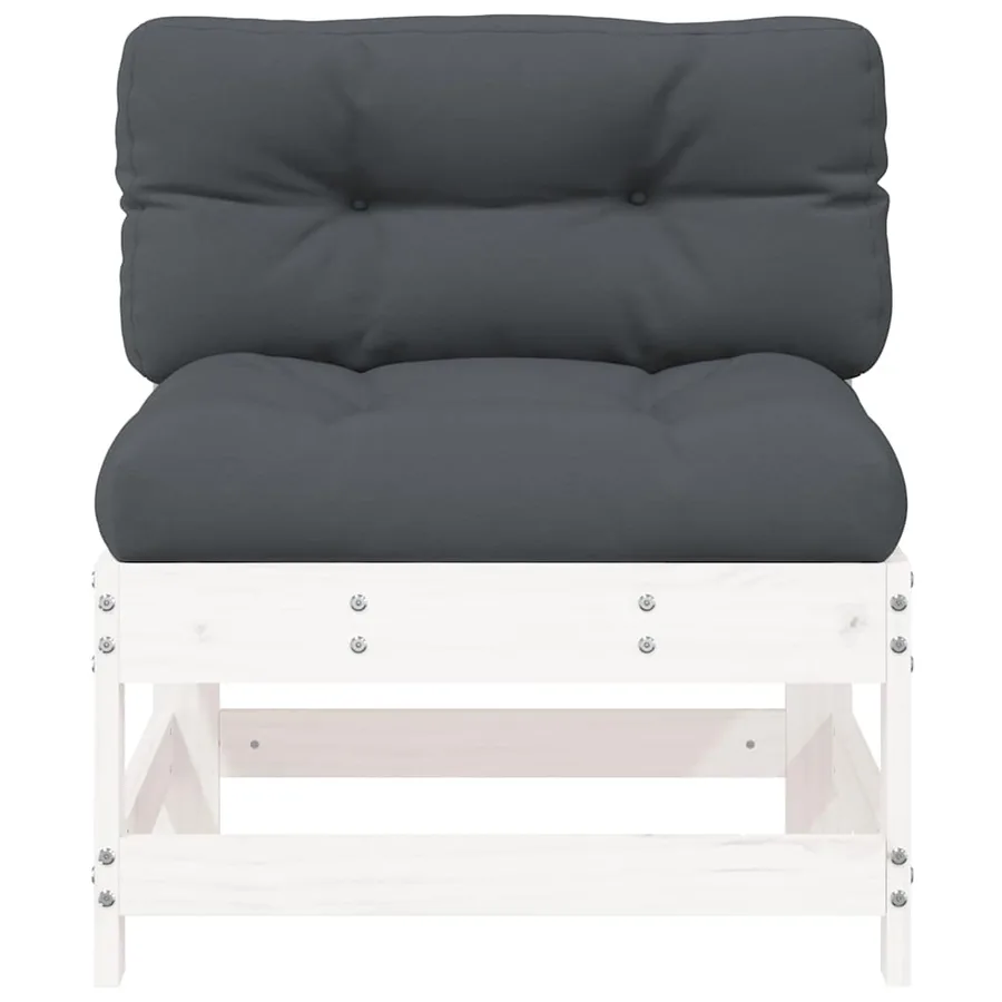 Canapés centraux avec coussins 2 pcs blanc bois de pin massif - 5