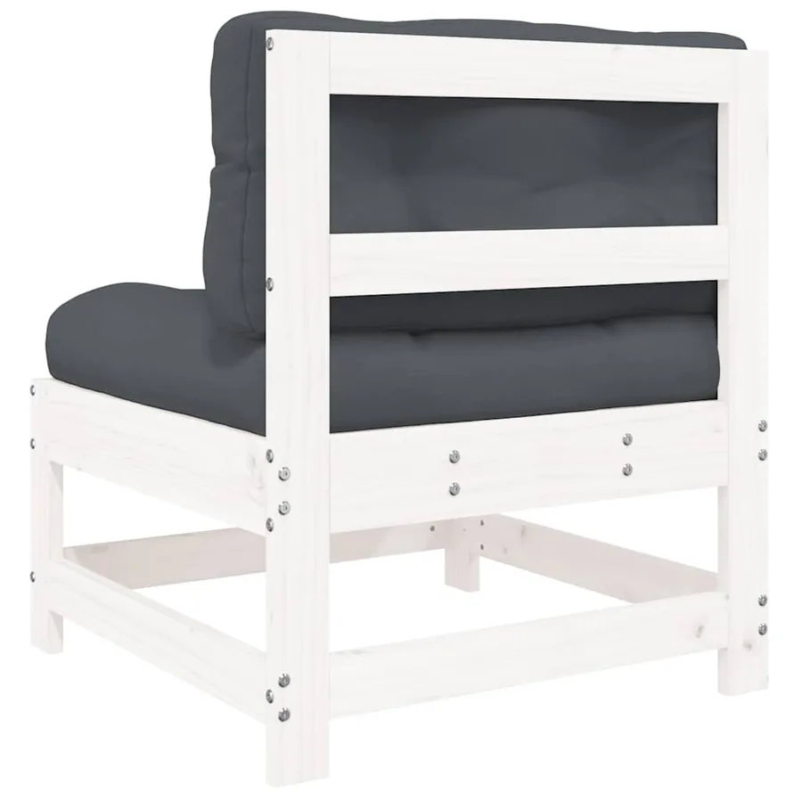 Canapés centraux avec coussins 2 pcs blanc bois de pin massif - 6