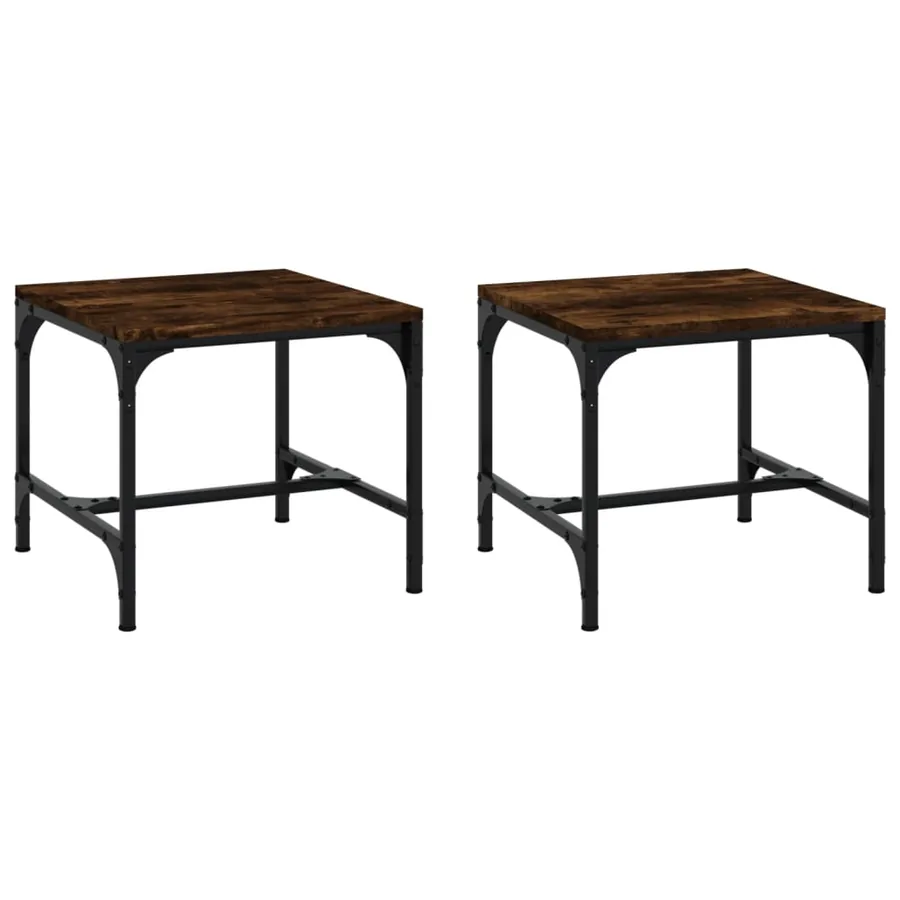 Tables d'appoint 2 pcs Chêne fumé 40x40x35 cm Bois d'ingénierie - 2