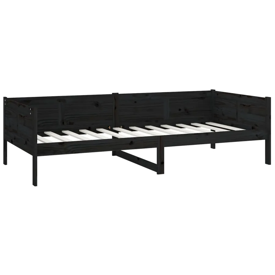 Lit de jour sans matelas noir bois de pin massif 90x190 cm - 4