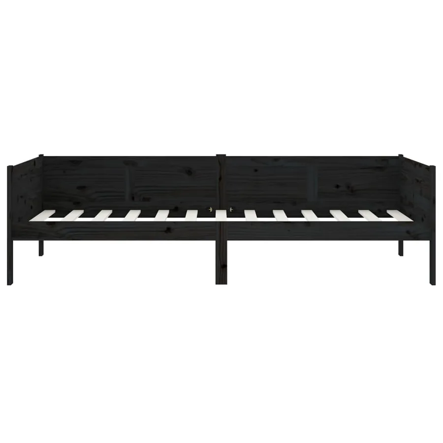 Lit de jour sans matelas noir bois de pin massif 90x190 cm - 5