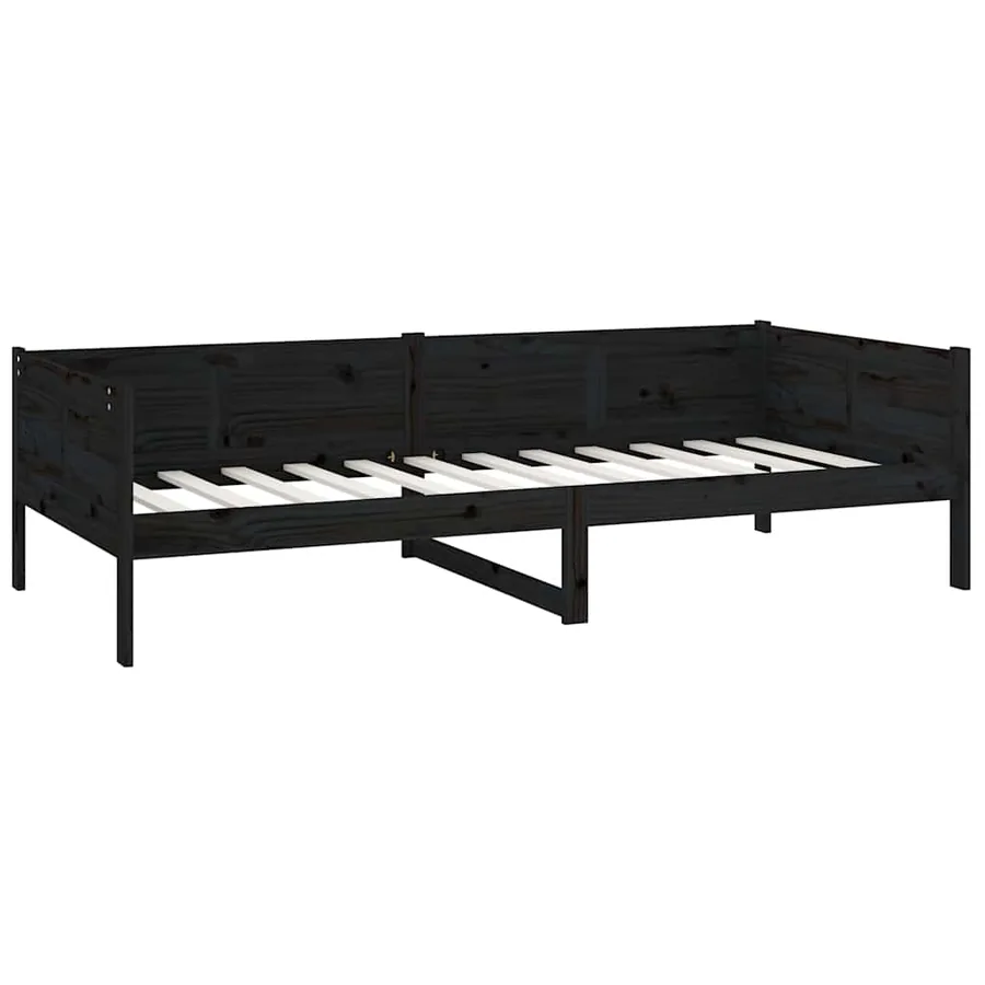 Lit de jour sans matelas noir bois de pin massif 90x190 cm - 6