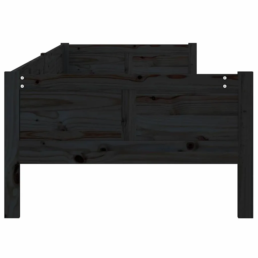 Lit de jour sans matelas noir bois de pin massif 90x190 cm - 8