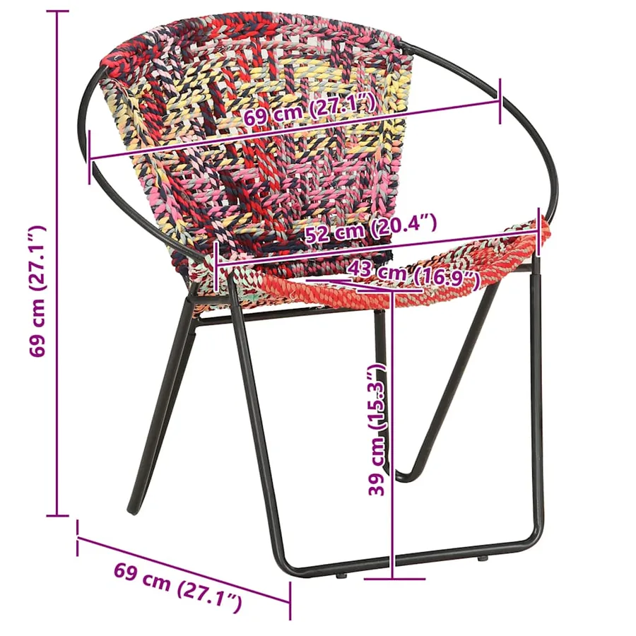 Chaise ronde Chindi Multicolore Tissu - 12