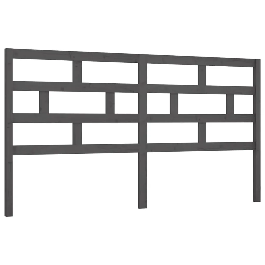 Tête de lit Gris 206x4x100 cm Bois massif de pin - 2