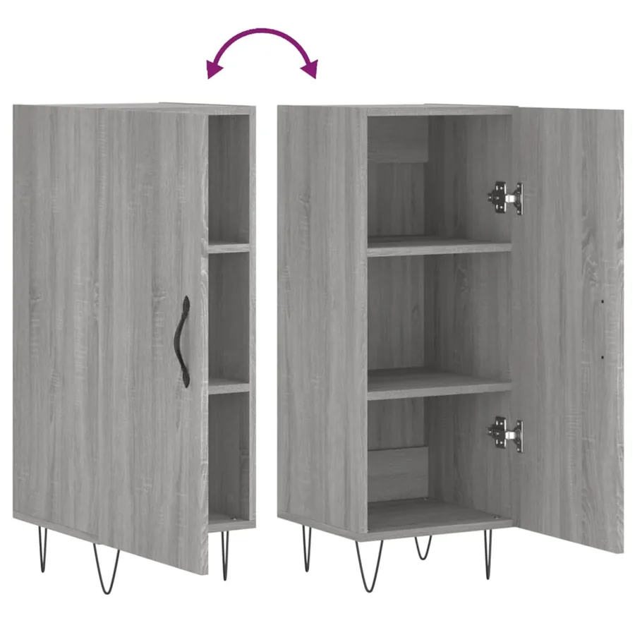 Buffet Sonoma gris 34,5x34x90 cm Bois d'ingénierie - 9