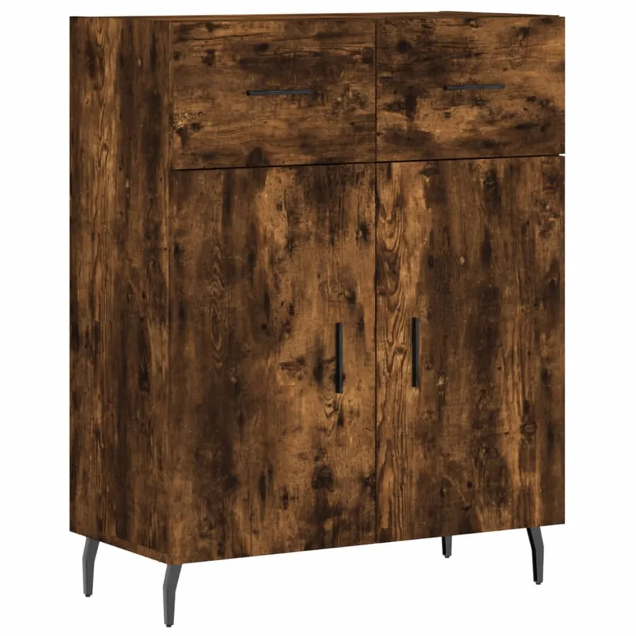 Buffet chêne fumé 69,5x34x90 cm bois d'ingénierie - 2