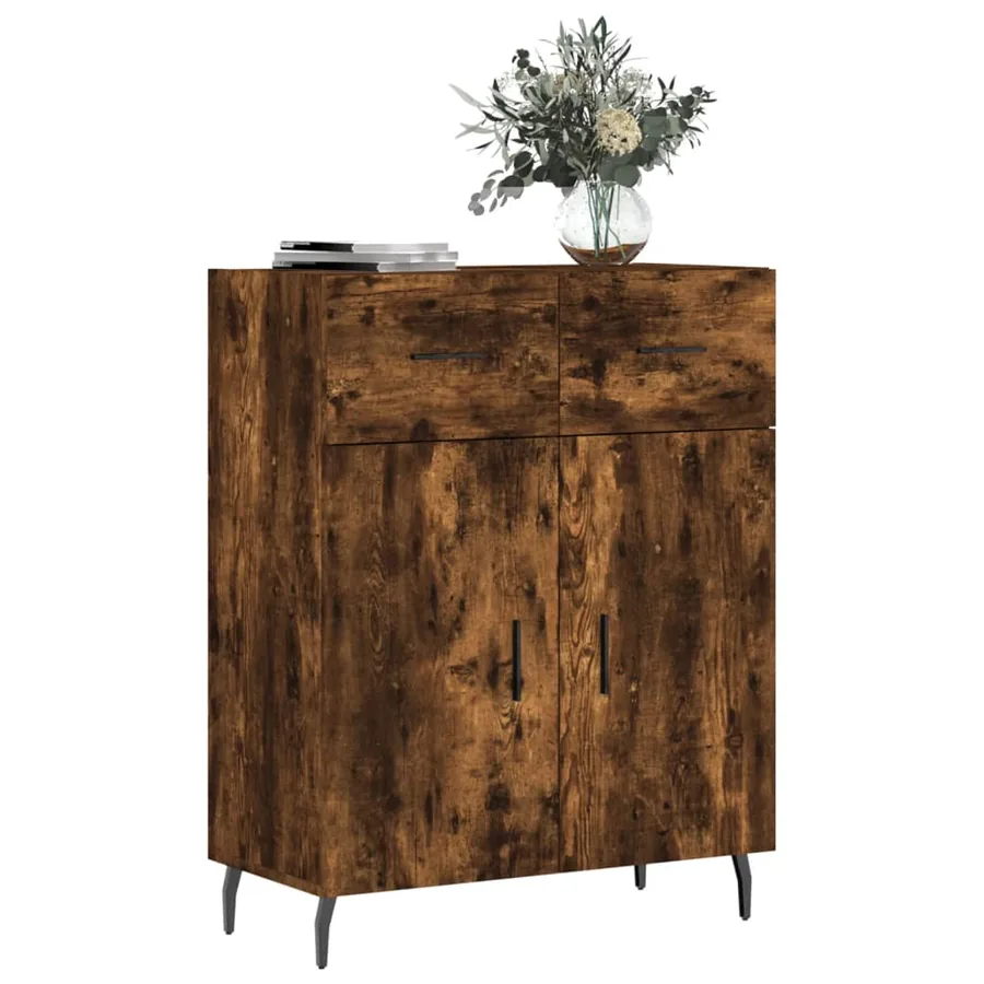 Buffet chêne fumé 69,5x34x90 cm bois d'ingénierie - 3