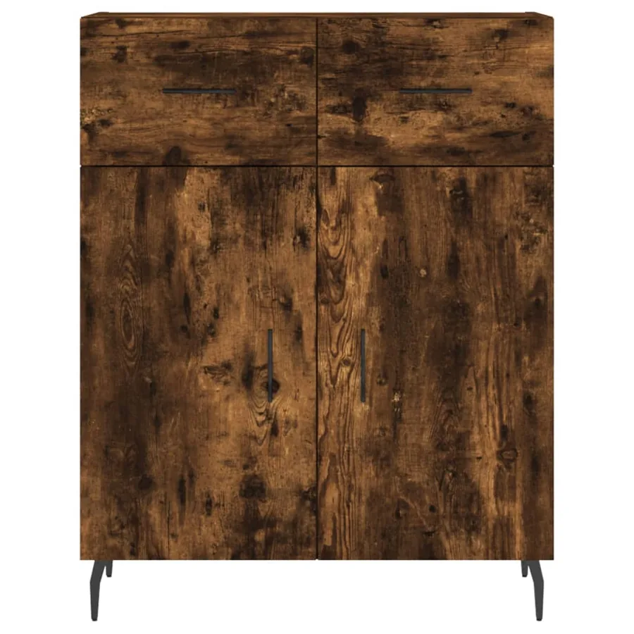 Buffet chêne fumé 69,5x34x90 cm bois d'ingénierie - 6