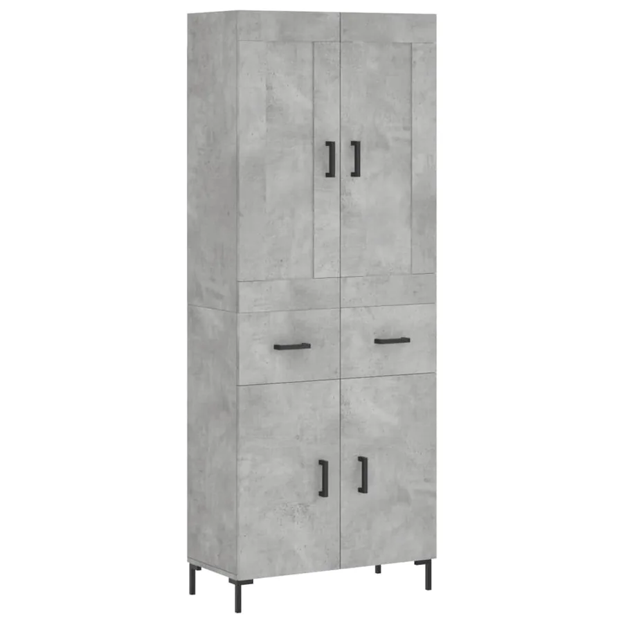 Buffet haut Gris béton 69,5x34x180 cm Bois d'ingénierie - 2