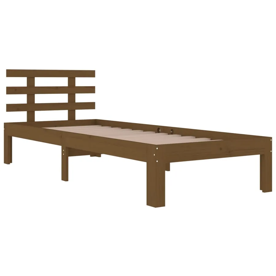Cadre de lit sans matelas marron miel bois massif 100x200 cm - 3