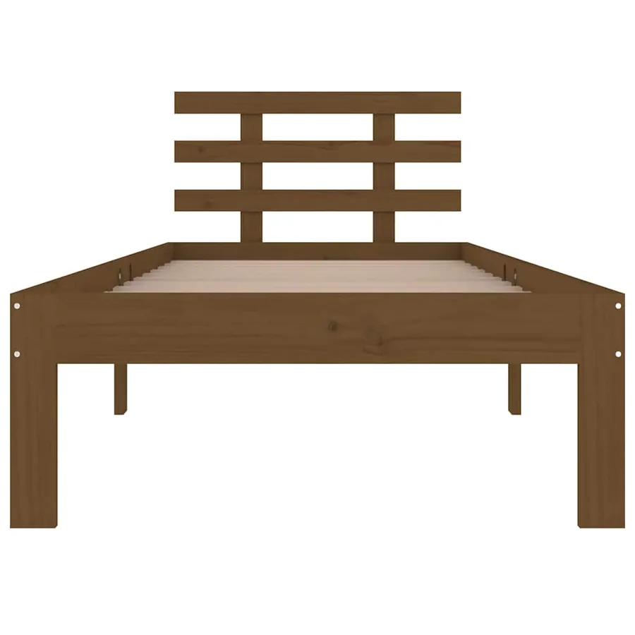 Cadre de lit sans matelas marron miel bois massif 100x200 cm - 4