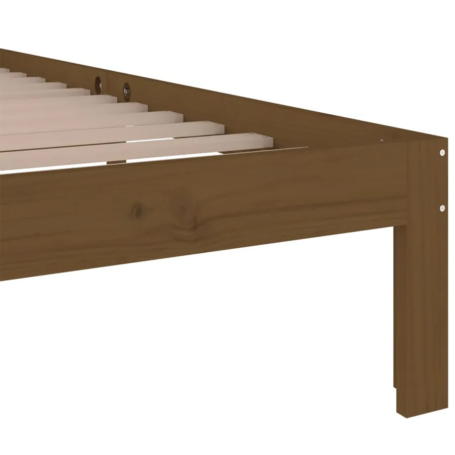 Cadre de lit sans matelas marron miel bois massif 100x200 cm - 6