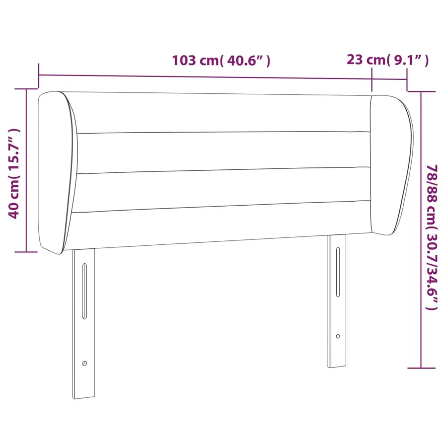 Tête de lit avec oreilles Bleu 103x23x78/88 cm Tissu - 9