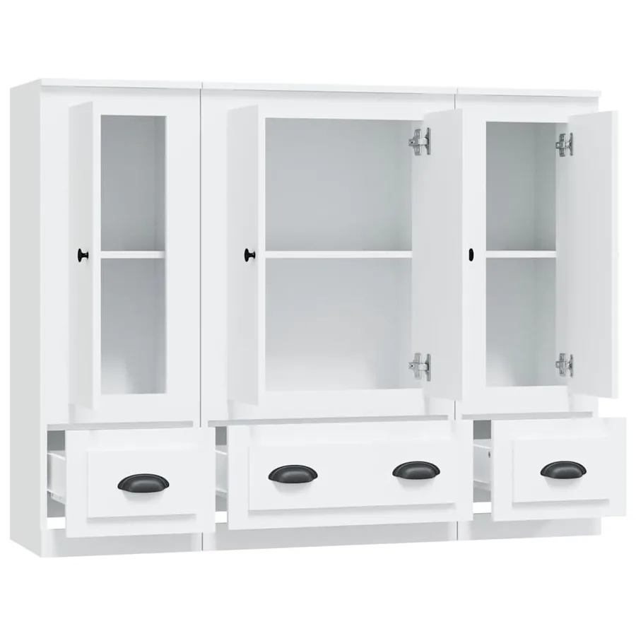 Buffets 3 pcs blanc bois d'ingénierie - 6