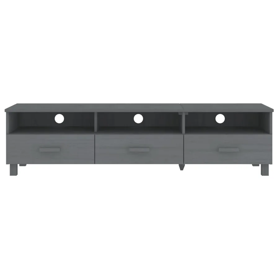 Meuble TV HAMAR Gris foncé 158x40x40 cm Bois massif de pin - 3