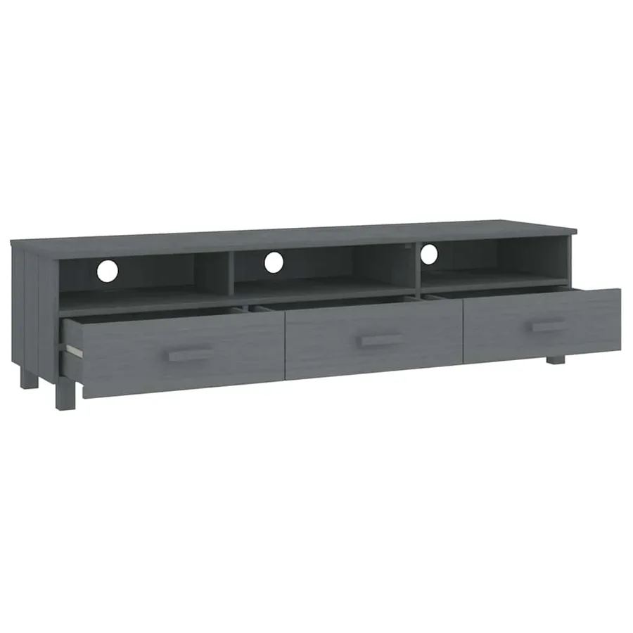 Meuble TV HAMAR Gris foncé 158x40x40 cm Bois massif de pin - 5
