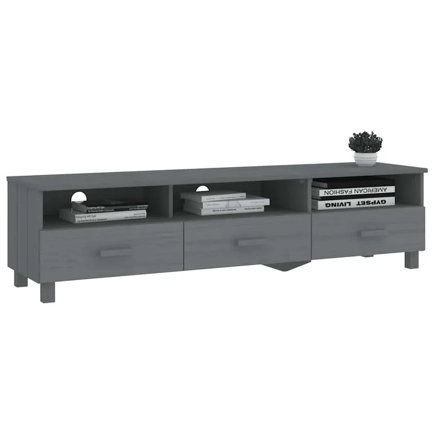 Meuble TV HAMAR Gris foncé 158x40x40 cm Bois massif de pin - 6