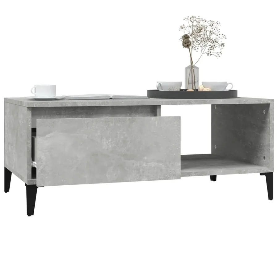 Table basse Gris béton 90x50x36,5 cm Bois d'ingénierie - 4