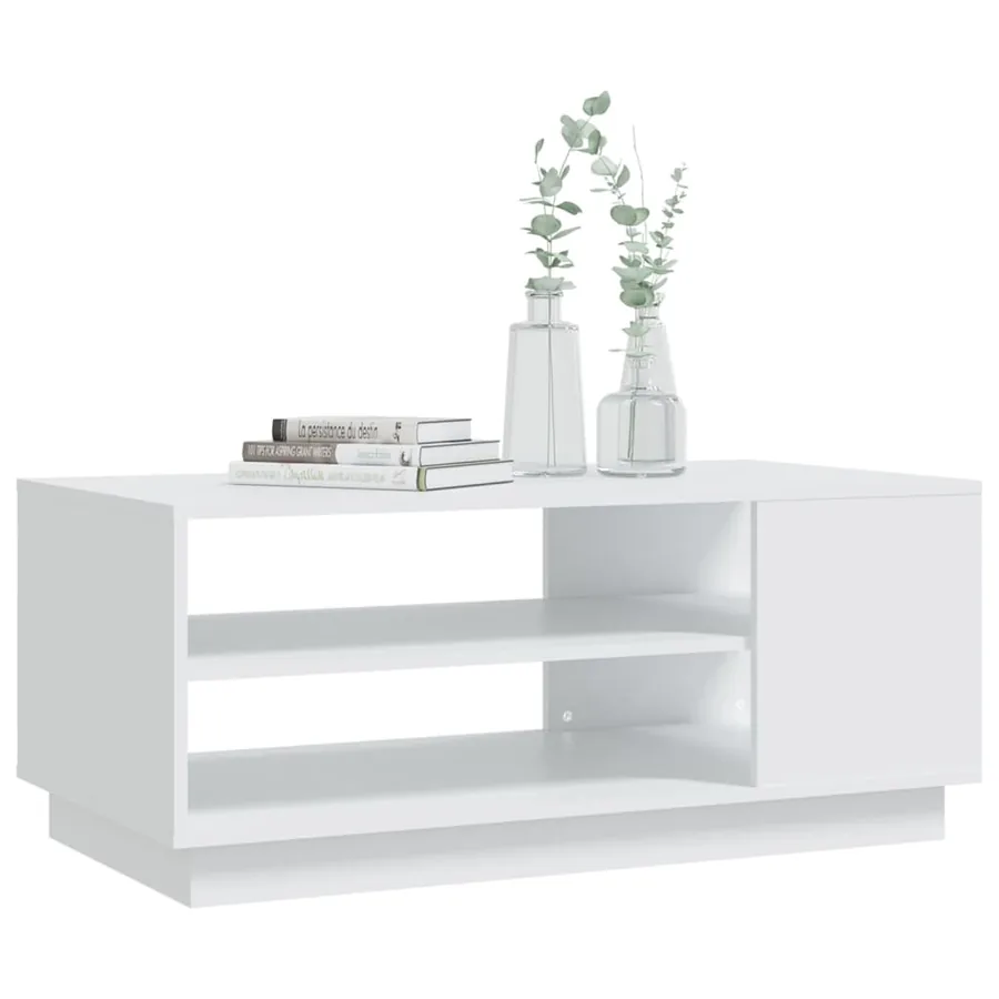 Table basse blanc 102x55x43 cm bois d'ingénierie - 6