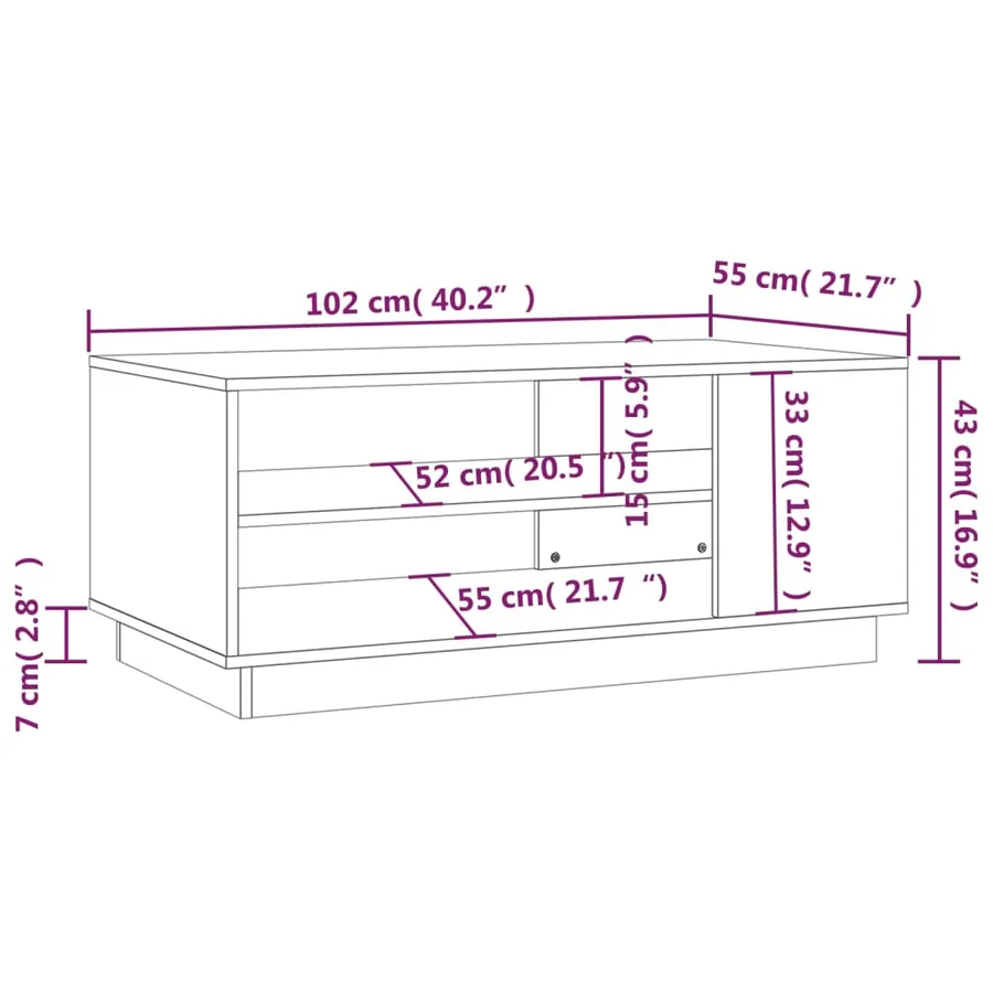 Table basse blanc 102x55x43 cm bois d'ingénierie - 7